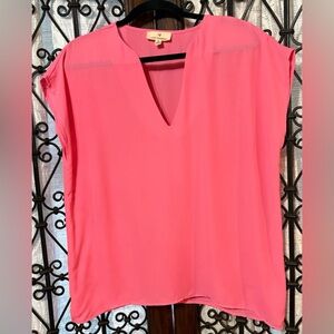 Elegant Pink V-Neck Blouse